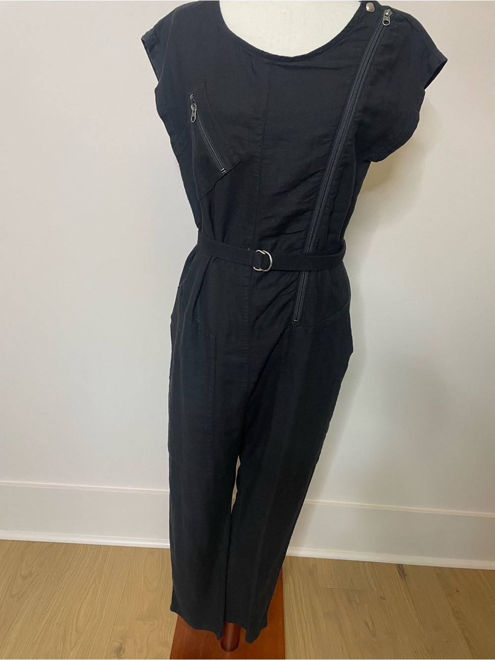 Prairie Underground Black Zip-Front Jumpsuit with D-Ring Belt - Small